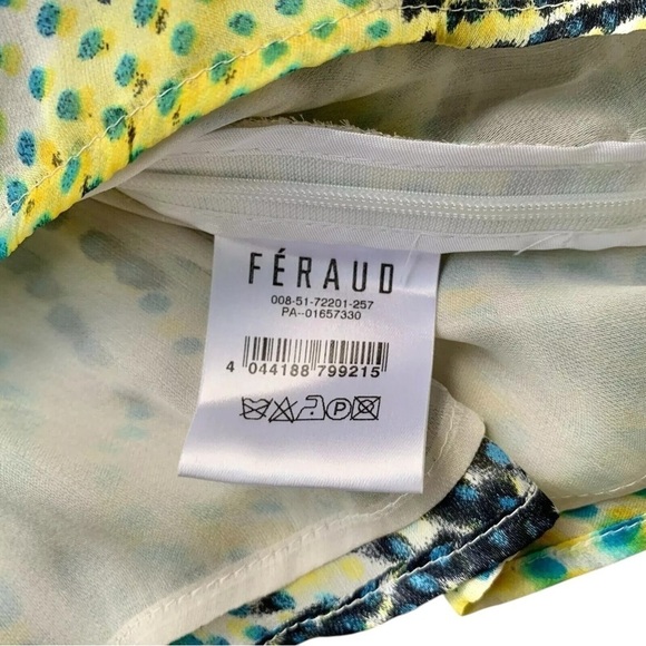 Louis Feraud Silk Abstract Dot Sleeveless Crop Top Aqua Blue White FR 44 Large - Picture 6 of 7